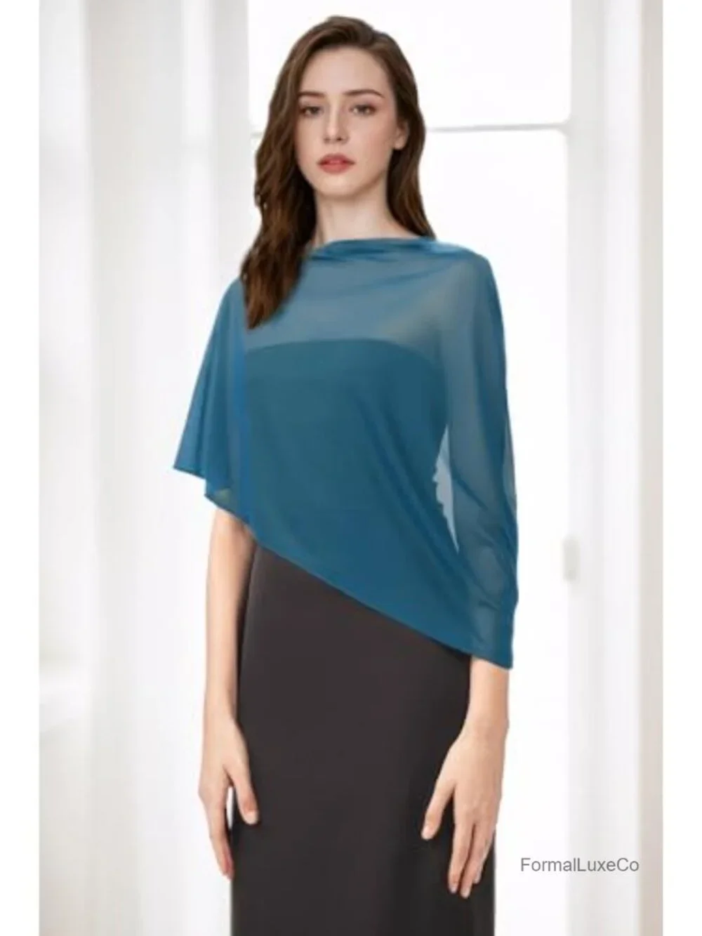 Sheer Chiffon Wrap Shawl for Evening Dresses & Weddings